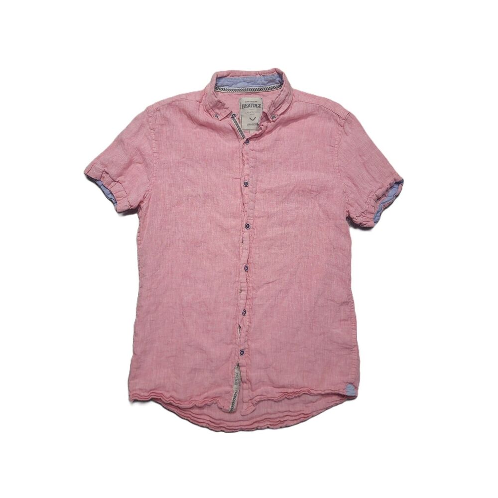 Heritage Report Collection Linen Shirt Men S Button Up Short Sleeve Pink